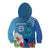 Custom Polynesian Fiji Kid Hoodie Shark and Hibiscus Tapa Pattern Blue Version LT03 - Polynesian Pride