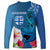 Custom Polynesian Fiji Long Sleeve Shirt Shark and Hibiscus Tapa Pattern Blue Version LT03 - Polynesian Pride