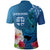 Custom Polynesian Fiji Polo Shirt Shark and Hibiscus Tapa Pattern Blue Version LT03 - Polynesian Pride