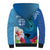 Custom Polynesian Fiji Sherpa Hoodie Shark and Hibiscus Tapa Pattern Blue Version LT03 - Polynesian Pride