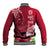 Polynesian Fiji Baseball Jacket Shark and Hibiscus Tapa Pattern Red Version LT03 - Polynesian Pride