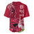 Polynesian Fiji Baseball Jersey Shark and Hibiscus Tapa Pattern Red Version LT03 - Polynesian Pride