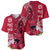 Polynesian Fiji Baseball Jersey Shark and Hibiscus Tapa Pattern Red Version LT03 - Polynesian Pride