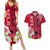 Polynesian Fiji Couples Matching Summer Maxi Dress and Hawaiian Shirt Shark and Hibiscus Tapa Pattern Red Version LT03 Red - Polynesian Pride