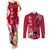 Polynesian Fiji Couples Matching Tank Maxi Dress and Long Sleeve Button Shirts Shark and Hibiscus Tapa Pattern Red Version LT03 Red - Polynesian Pride