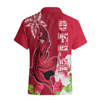 Polynesian Fiji Hawaiian Shirt Shark and Hibiscus Tapa Pattern Red Version LT03 - Polynesian Pride