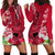 Polynesian Fiji Hoodie Dress Shark and Hibiscus Tapa Pattern Red Version LT03 - Polynesian Pride