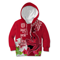 Polynesian Fiji Kid Hoodie Shark and Hibiscus Tapa Pattern Red Version LT03 Hoodie Red - Polynesian Pride