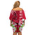 Polynesian Fiji Off Shoulder Short Dress Shark and Hibiscus Tapa Pattern Red Version LT03 - Polynesian Pride