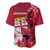 Custom Polynesian Fiji Baseball Jersey Shark and Hibiscus Tapa Pattern Red Version LT03 - Polynesian Pride