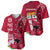 Custom Polynesian Fiji Baseball Jersey Shark and Hibiscus Tapa Pattern Red Version LT03 - Polynesian Pride