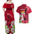 Custom Polynesian Fiji Couples Matching Off Shoulder Maxi Dress and Hawaiian Shirt Shark and Hibiscus Tapa Pattern Red Version LT03 - Polynesian Pride