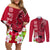 Custom Polynesian Fiji Couples Matching Off Shoulder Short Dress and Long Sleeve Button Shirts Shark and Hibiscus Tapa Pattern Red Version LT03 Red - Polynesian Pride