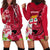 Custom Polynesian Fiji Hoodie Dress Shark and Hibiscus Tapa Pattern Red Version LT03 - Polynesian Pride