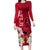 Custom Polynesian Fiji Long Sleeve Bodycon Dress Shark and Hibiscus Tapa Pattern Red Version LT03 Long Dress Red - Polynesian Pride