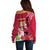 Custom Polynesian Fiji Off Shoulder Sweater Shark and Hibiscus Tapa Pattern Red Version LT03 - Polynesian Pride