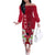 Custom Polynesian Fiji Off The Shoulder Long Sleeve Dress Shark and Hibiscus Tapa Pattern Red Version LT03 Women Red - Polynesian Pride