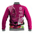 Polynesian Fiji Baseball Jacket Shark and Hibiscus Tapa Pattern Purple Version LT03 - Polynesian Pride