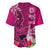 Polynesian Fiji Baseball Jersey Shark and Hibiscus Tapa Pattern Purple Version LT03 - Polynesian Pride