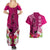 Polynesian Fiji Couples Matching Summer Maxi Dress and Hawaiian Shirt Shark and Hibiscus Tapa Pattern Purple Version LT03 - Polynesian Pride