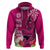 Polynesian Fiji Hoodie Shark and Hibiscus Tapa Pattern Purple Version LT03 Pink - Polynesian Pride