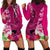 Polynesian Fiji Hoodie Dress Shark and Hibiscus Tapa Pattern Purple Version LT03 - Polynesian Pride