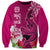 Polynesian Fiji Sweatshirt Shark and Hibiscus Tapa Pattern Purple Version LT03 Unisex Pink - Polynesian Pride