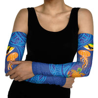 Hawaiian Funny Fruits Sea Animals Arm Sleeves Mango Reef Triggerfish and Pineapple Turtle and Mandarin Jellyfish