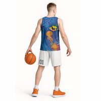 Hawaiian Funny Fruits Sea Animals Basketball Jersey Mango Reef Triggerfish and Pineapple Turtle and Mandarin Jellyfish