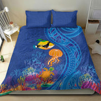 Hawaiian Funny Fruits Sea Animals Bedding Set Mango Reef Triggerfish and Pineapple Turtle and Mandarin Jellyfish LT03 - Polynesian Pride