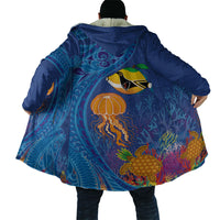Hawaiian Funny Fruits Sea Animals Cloak Mango Reef Triggerfish and Pineapple Turtle and Mandarin Jellyfish LT03 - Polynesian Pride