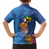 Hawaiian Funny Fruits Sea Animals Hawaiian Shirt Mango Reef Triggerfish and Pineapple Turtle and Mandarin Jellyfish LT03 - Polynesian Pride