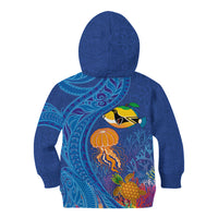 Hawaiian Funny Fruits Sea Animals Kid Hoodie Mango Reef Triggerfish and Pineapple Turtle and Mandarin Jellyfish LT03 - Polynesian Pride