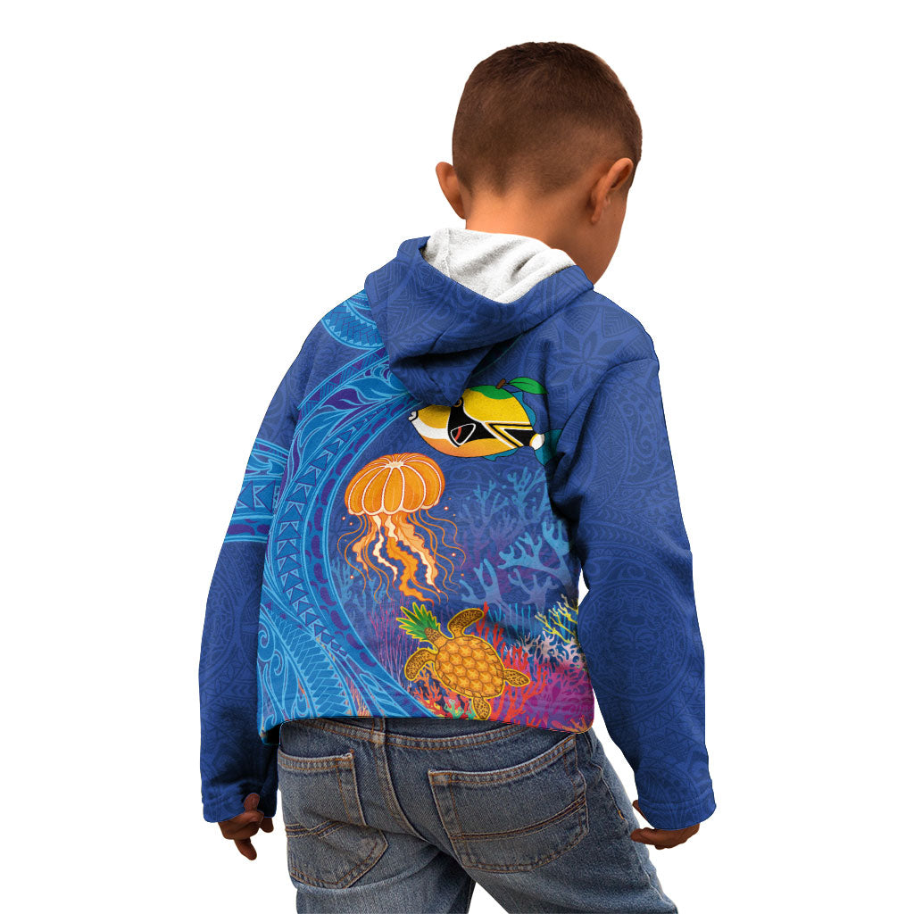 Hawaiian Funny Fruits Sea Animals Kid Hoodie Mango Reef Triggerfish and Pineapple Turtle and Mandarin Jellyfish LT03 - Polynesian Pride