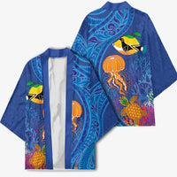 Hawaiian Funny Fruits Sea Animals Kimono Mango Reef Triggerfish and Pineapple Turtle and Mandarin Jellyfish LT03 - Polynesian Pride