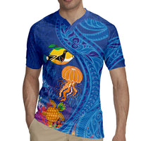 Hawaiian Funny Fruits Sea Animals Rugby Jersey Mango Reef Triggerfish and Pineapple Turtle and Mandarin Jellyfish LT03 - Polynesian Pride