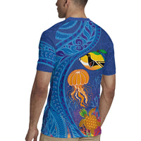 Hawaiian Funny Fruits Sea Animals Rugby Jersey Mango Reef Triggerfish and Pineapple Turtle and Mandarin Jellyfish LT03 - Polynesian Pride