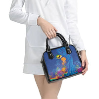 Hawaiian Funny Fruits Sea Animals Shoulder Handbag Mango Reef Triggerfish and Pineapple Turtle and Mandarin Jellyfish