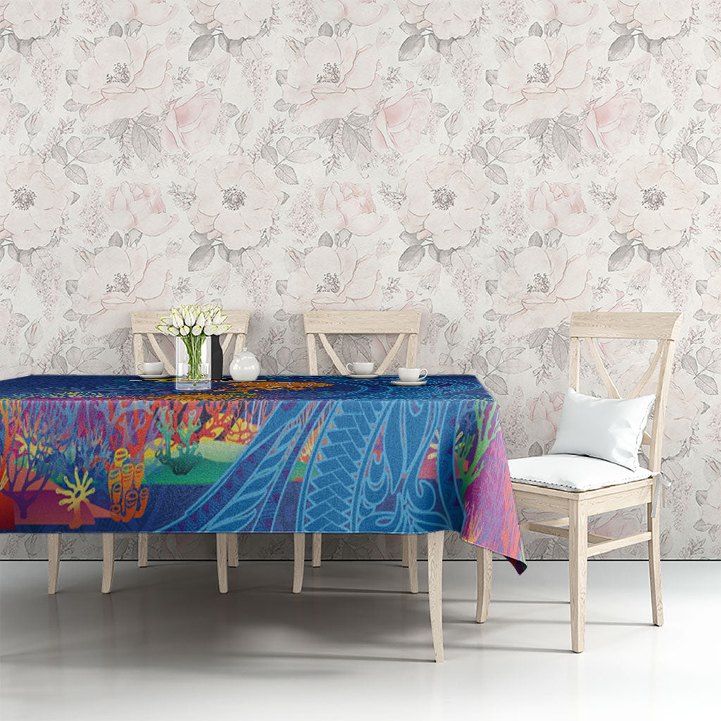 Hawaiian Funny Fruits Sea Animals Tablecloth Mango Reef Triggerfish and Pineapple Turtle and Mandarin Jellyfish LT03 - Polynesian Pride