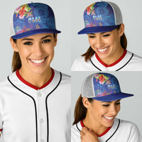 Fiji Day Baseball Net Cap Coral Reef with Tapa Motifs and Hibiscus Ocean Vibe