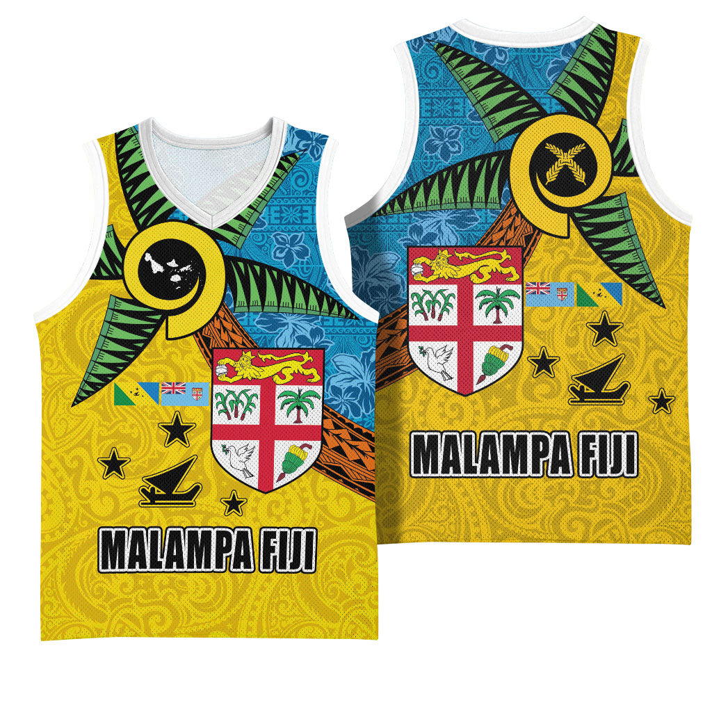 Malampa Fiji Day Basketball Jersey Tapa and Melanesian Patterns with Coat of Arms LT03 - Polynesian Pride