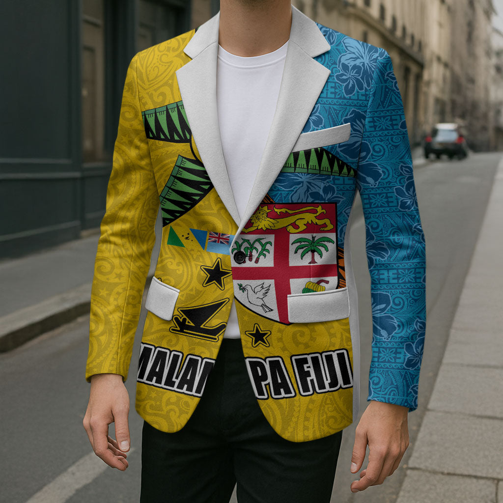 Malampa Fiji Day Blazer Tapa and Melanesian Patterns with Coat of Arms