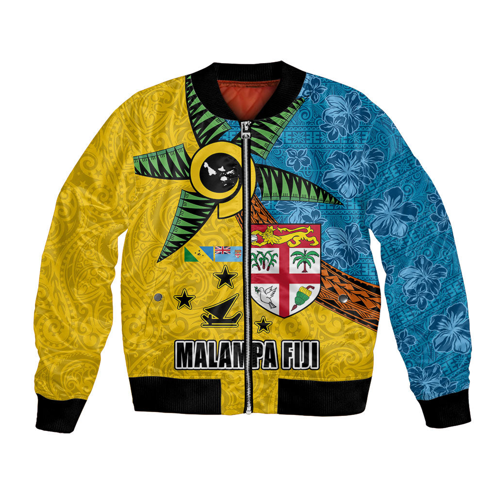 Malampa Fiji Day Bomber Jacket Tapa and Melanesian Patterns with Coat of Arms