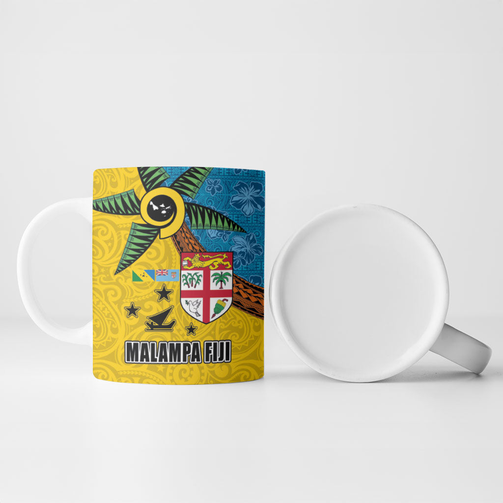 Malampa Fiji Day Ceramic Mug Tapa and Melanesian Patterns with Coat of Arms