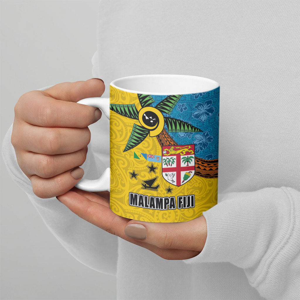 Malampa Fiji Day Ceramic Mug Tapa and Melanesian Patterns with Coat of Arms