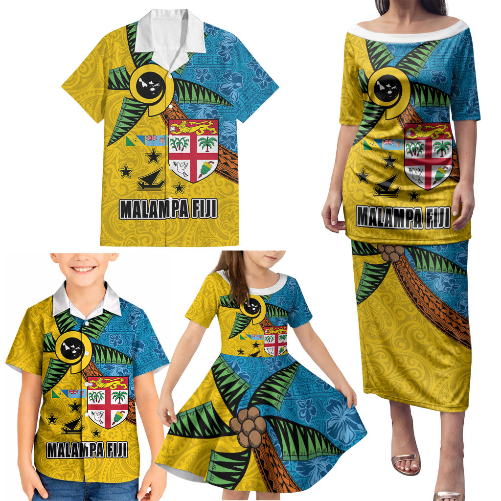 Malampa Fiji Day Family Matching Puletasi and Hawaiian Shirt Tapa and Melanesian Patterns with Coat of Arms LT03 - Polynesian Pride
