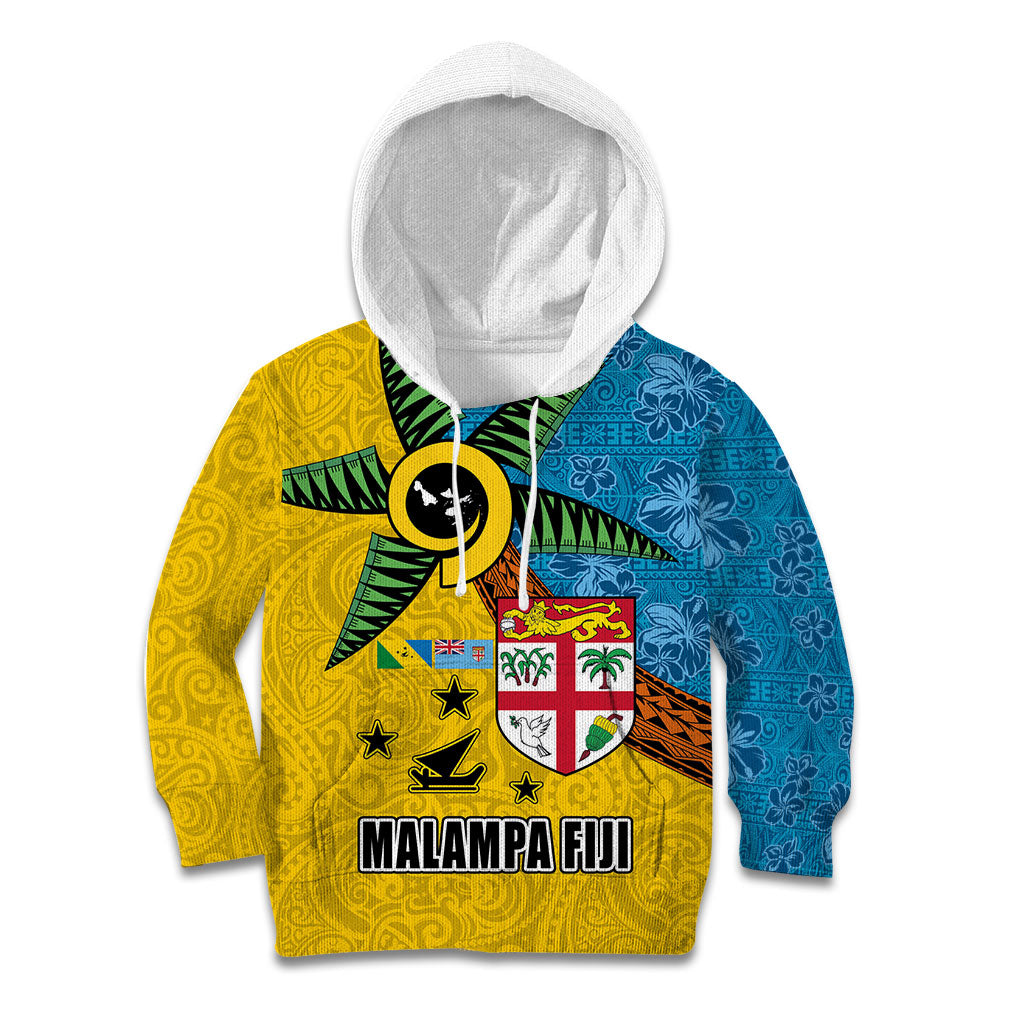 Malampa Fiji Day Kid Hoodie Tapa and Melanesian Patterns with Coat of Arms