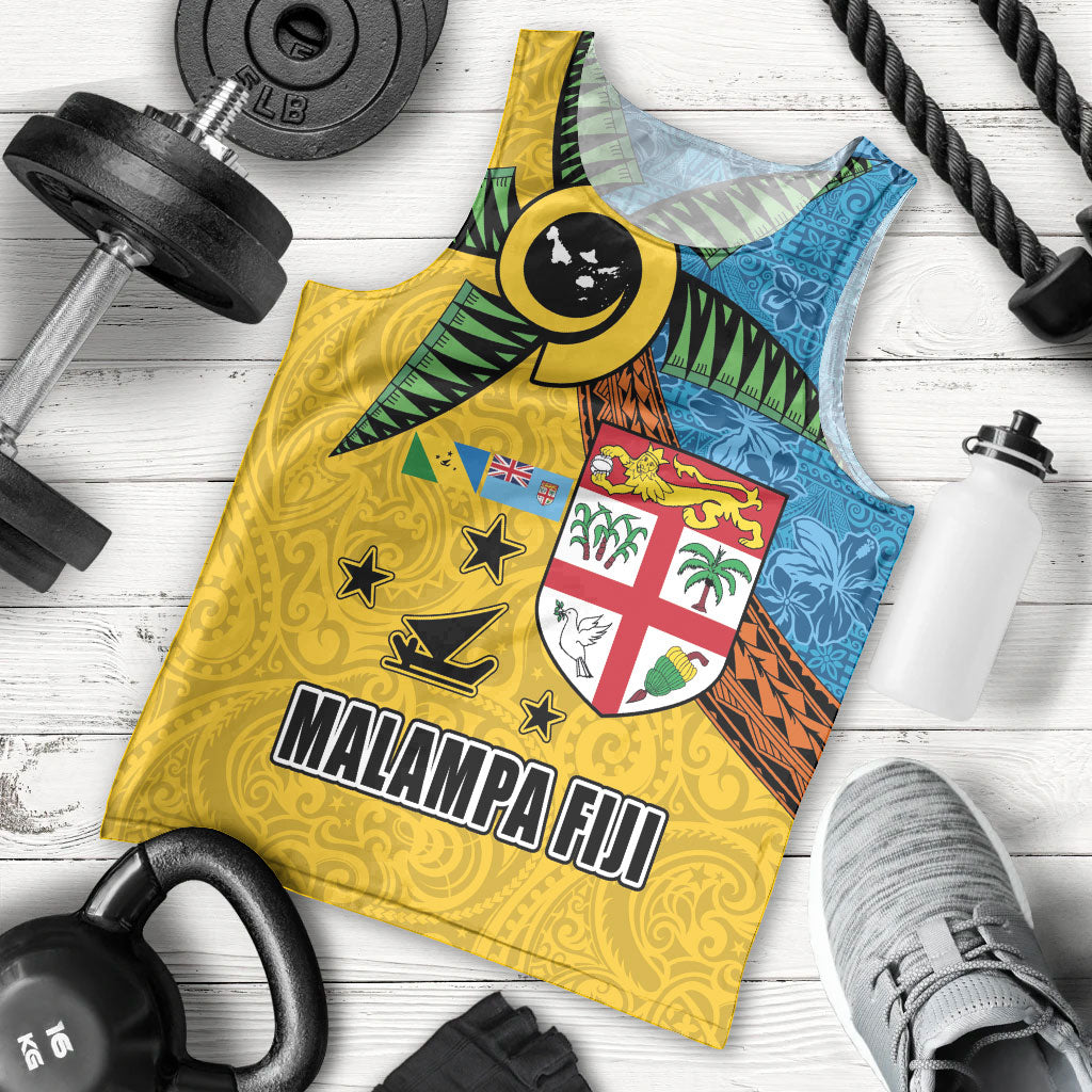 Malampa Fiji Day Men Tank Top Tapa and Melanesian Patterns with Coat of Arms LT03 - Polynesian Pride