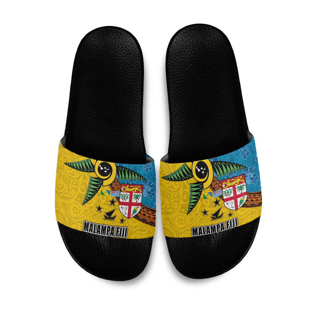 Malampa Fiji Day Slide Sandals Tapa and Melanesian Patterns with Coat of Arms LT03 Multicolor - Polynesian Pride