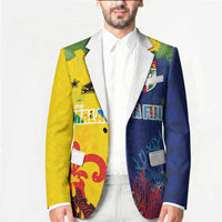 Malampa Fiji Day Blazer Volcano and Coral Reef with Culture Patterns Split Style